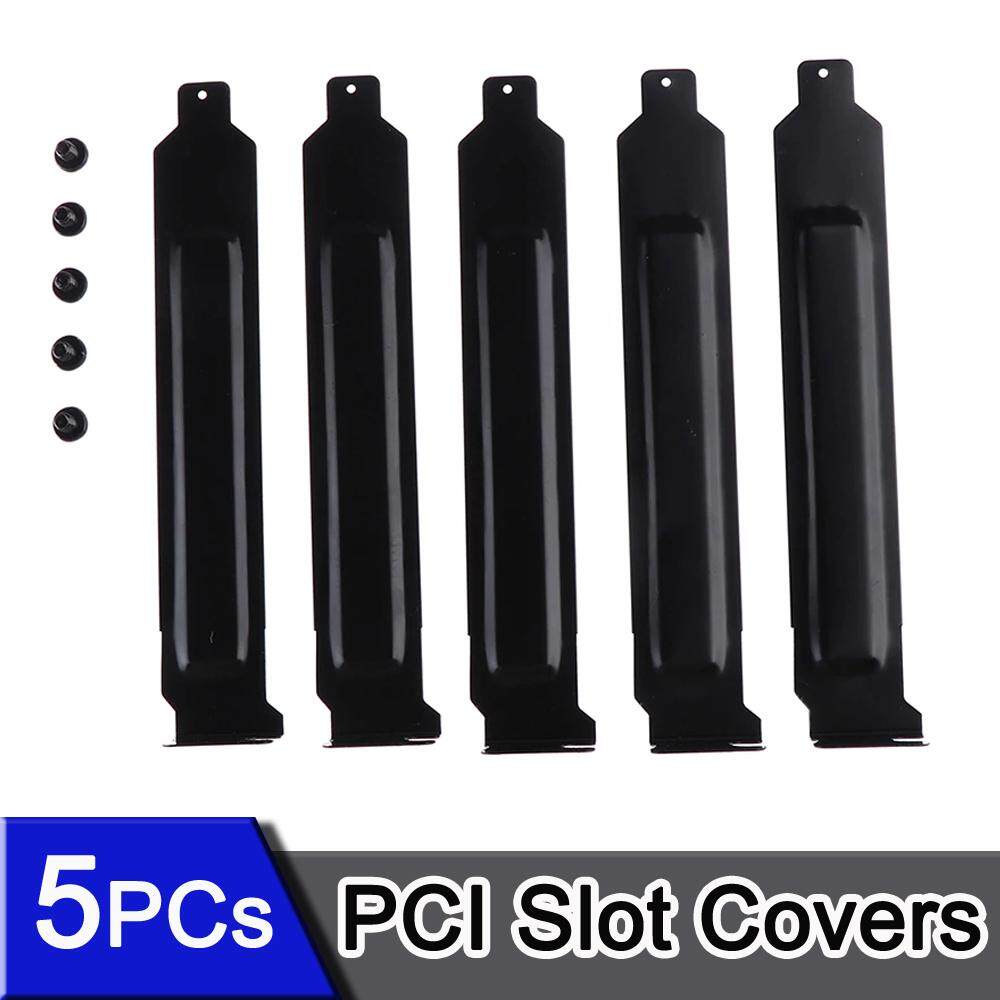 แผ่นเหล็กปิดหลัง Case 5pcs/lot Black Hard Steel Pci Slot Covers Bracket W/ Screws, Full Profile Expansion Dust Filter Blanking Plate For Pci. 