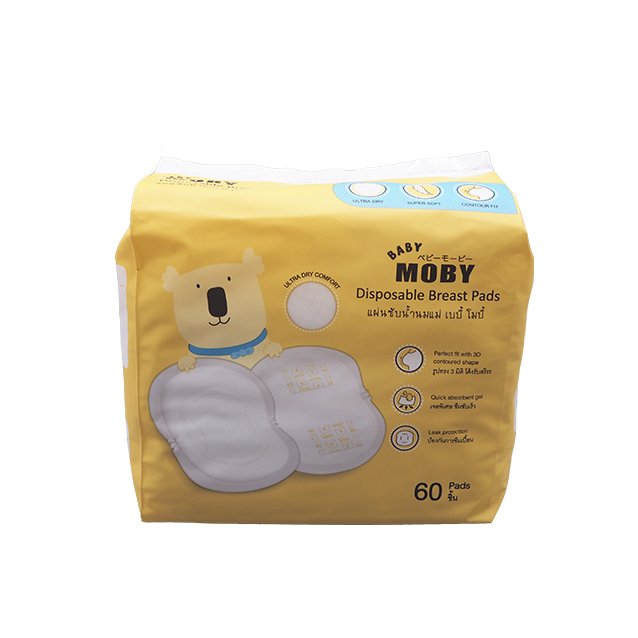 เบบี้ โมบี้ แผ่นซับน้ำนมแม่ ทรง 3 มิติ แบบใช้แล้วทิ้ง 60 แผ่น - Baby Moby 3D Disposable breast pads 60 pcs