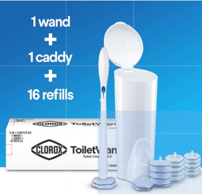[พร้อมส่งToilet wand16] Clorox ToiletWand Disposable Toilet Cleaning Kit (ToiletWand + Storage Caddy + 16 Disinfecting ToiletWand Refill Heads