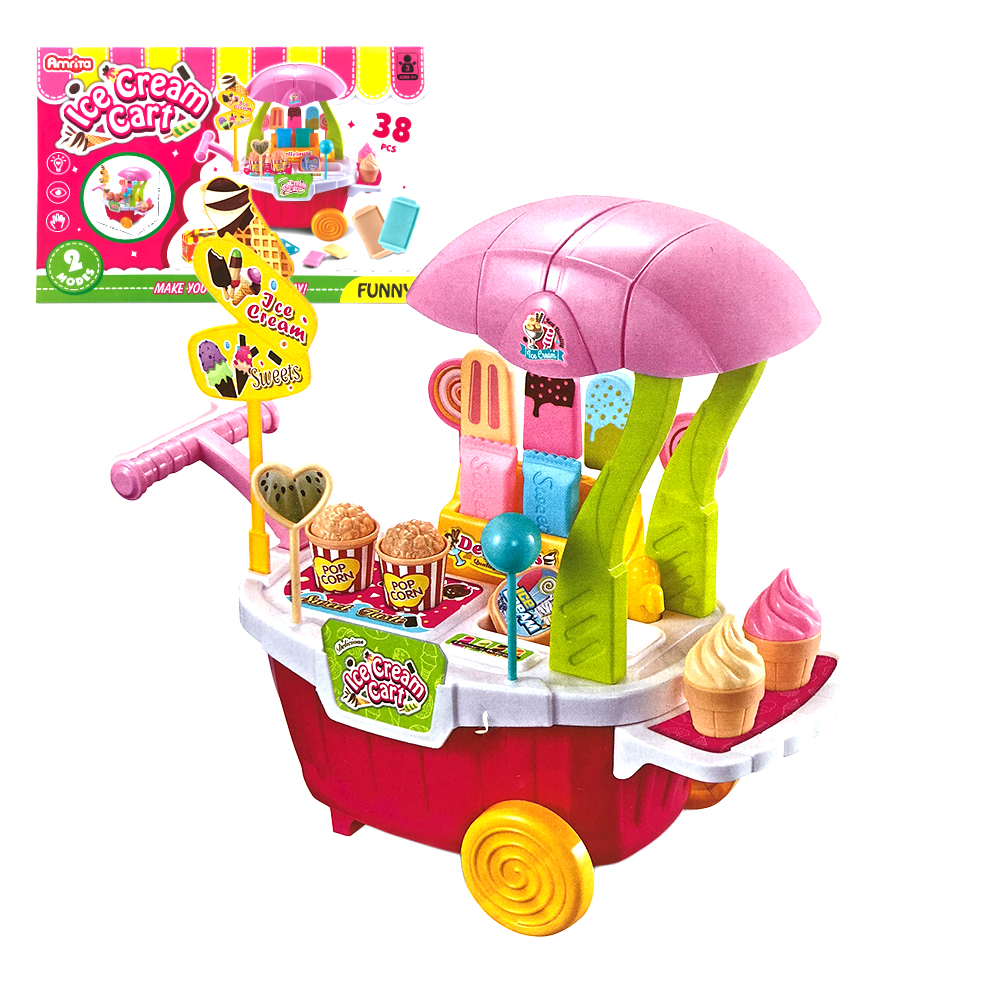 KIDTOYS ของเล่นเด็ก Candy Car รถเข็นขนม สุดน่ารัก มี 2 แบบให้เลือก ขนาด ย 34xก 17.5xส 30.5 ซม. ของเล่นบทบาทสมมุติ