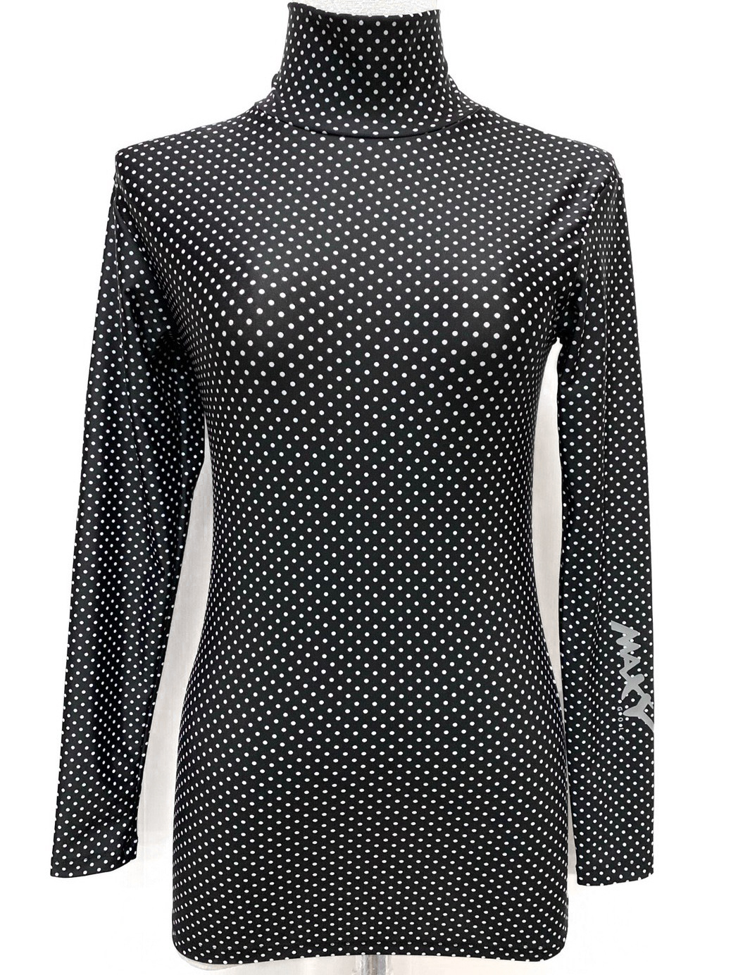 เสื้อบอดี้ฟิตกันแดด(คอเต่า)สำหรับผู้หญิง ยี่ห้อ MAXY GOLF (รหัส D-0070 ลายดำจุดขาวเล็ก)