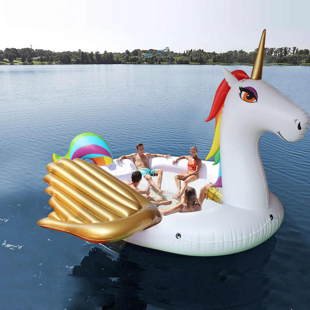 Large inflatable float, for sea or lake, 480 x 440 x 250 - 6/8 people, - Unicorn - White