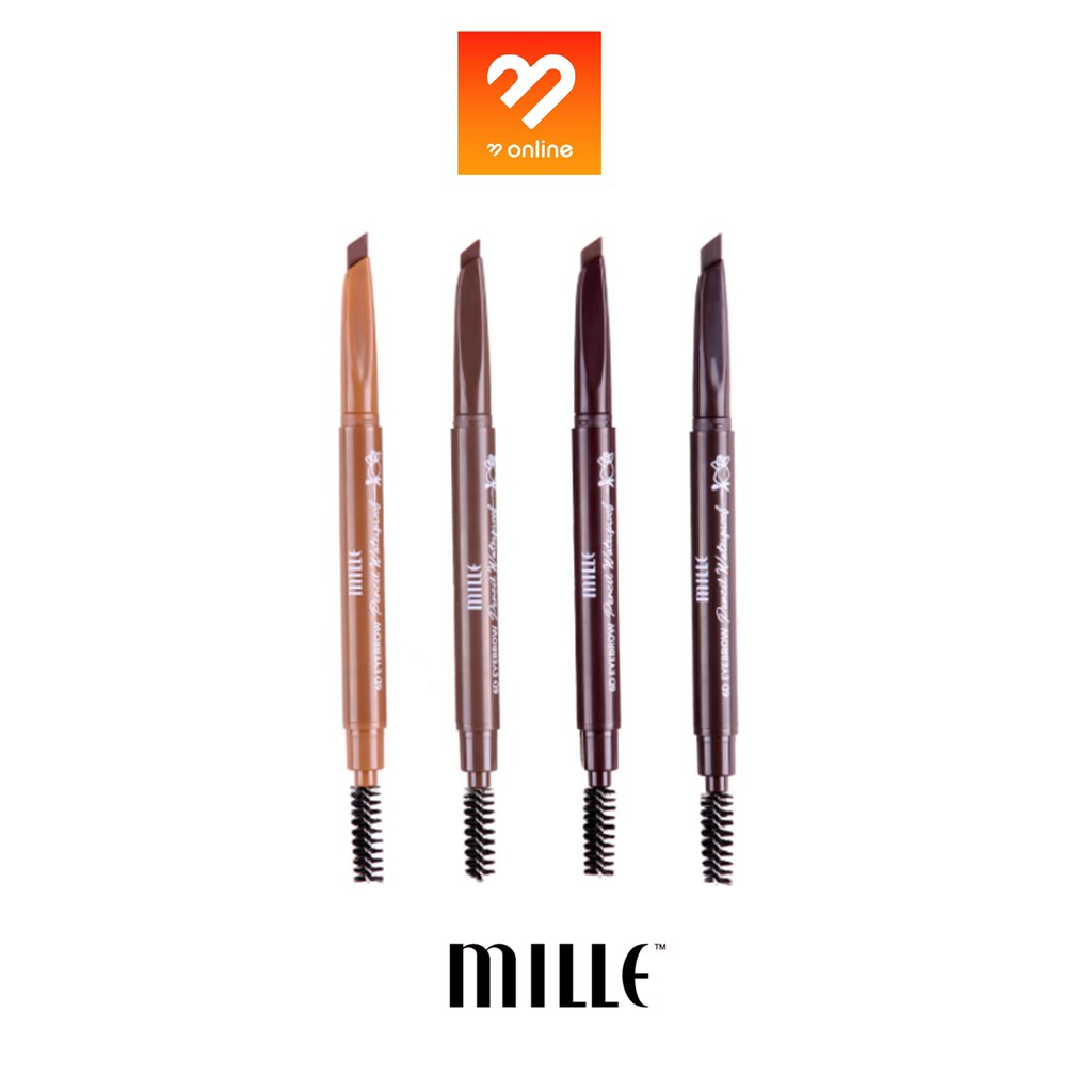 ✻✗  Boombeautyonline - (หัวตัด) Mille 6D Eyebrow Pencil Waterproof มิลเล่ อายโบรว วอเตอร์พรูฟ ดินสอเขียนคิ้ว หัวตัด กันน้ำ