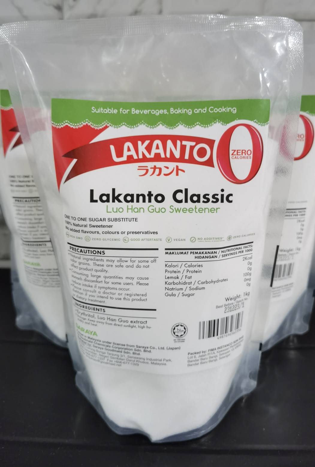น้ำตาล lakanto  classic  น้ำตาลหล่อฮั่งก้วย  keto-friendly ขนาด 1kg(น้ำตาลทรายขาว) น้ำตาลทดแทนที่เหมือนจริงมากที่สุด