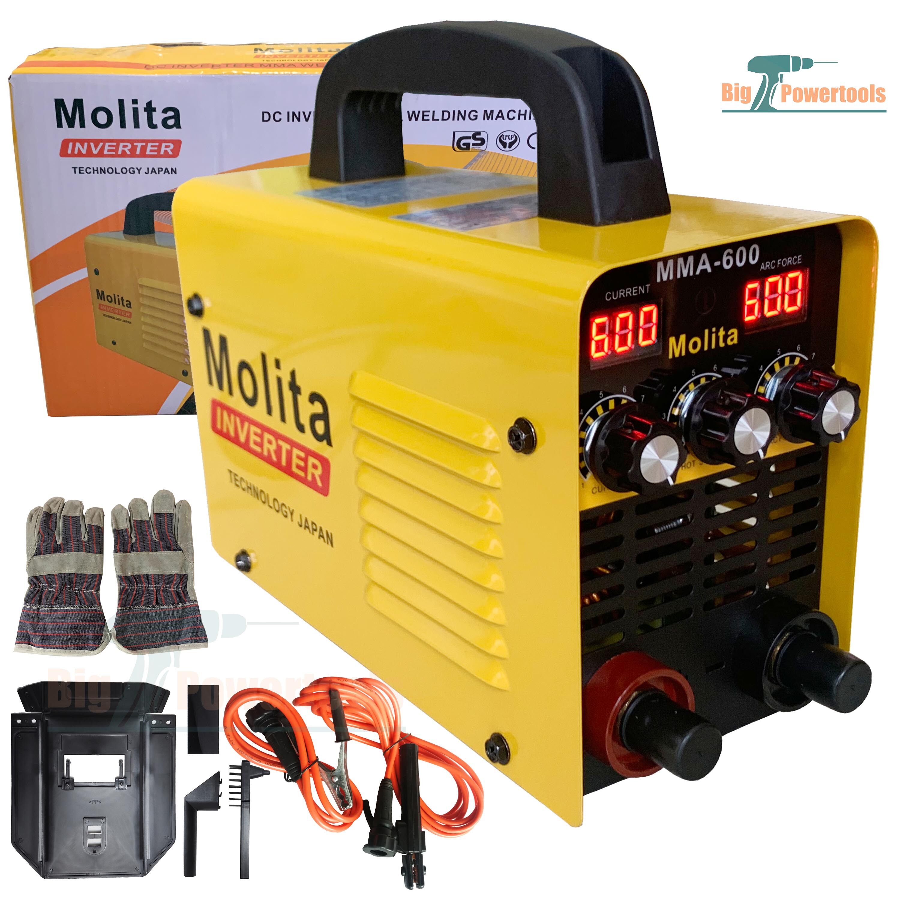 MOLITA ตู้เชื่อม Inverter รุ่นใหญ่ MMA-600 (รุ่นใหม่ล่าสุด2 จอ 3 ปุ่ม ）ตู้เชื่อมไฟฟ้า รุ่นสีเหลือง