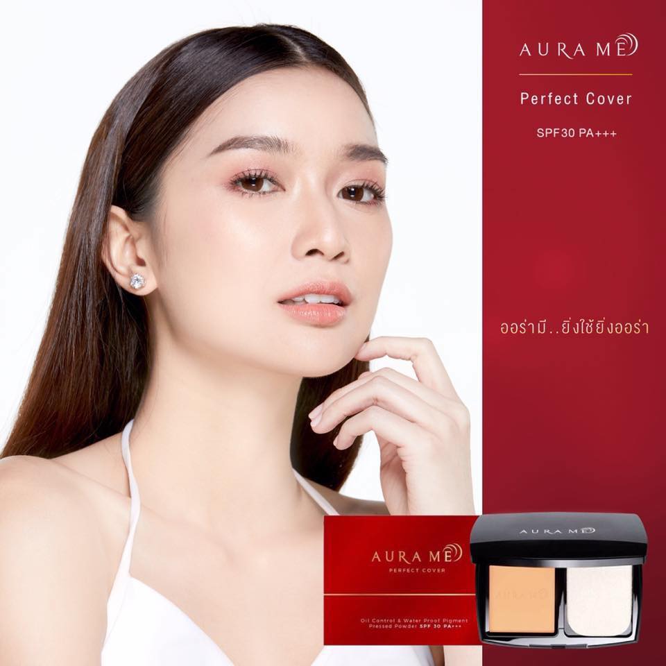 (แท้)แป้งพัฟกันน้ำAurame perfect coverแป้งพัฟแต่งหน้า(01,02,03)ผลิตที่เกาหลีแป้งผสมน้ำแร่และปกปิดริ้วรอย ออร่ามี