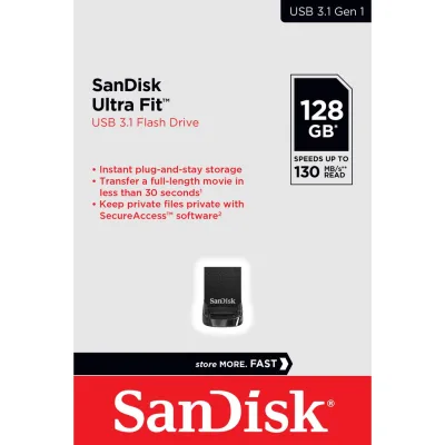 SANDISK ULTRA FIT USB 3.1 FLASH DRIVE 128GB (SDCZ430-128G-G46)