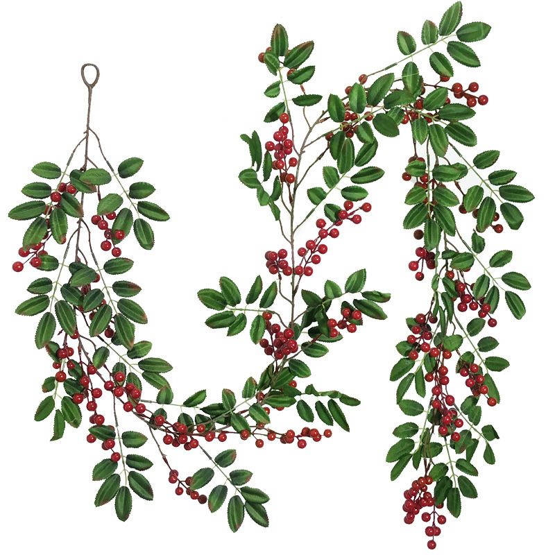 2M Christmas Garland Artificial Berry Plants Vine Green Red Berry Vine