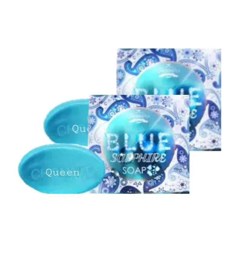 Blue Sapphire soap สบู่บลูแซฟไฟร์ ลดสิว หน้าใส 25g.(2 ก้อน )
