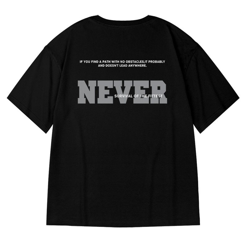Áo thun cotton nam nữ NEVER, Form oversize, Cotton 100%, Tặng kèm nón kết