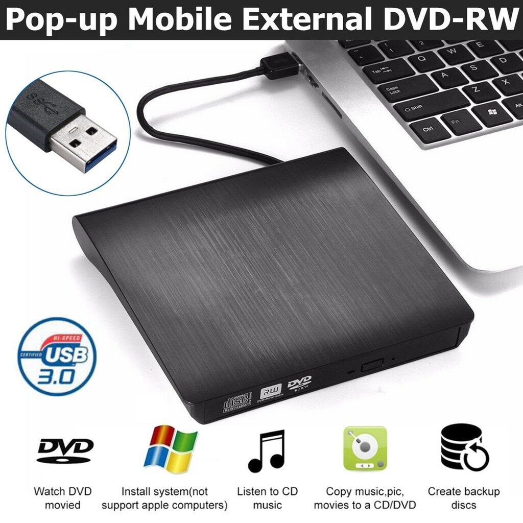เครื่องอ่านดีวีดีแบบบางพกพาสะดวกLenovo Slim USB Portable DVD Burner 0A33988 สินค้าใหม่ ของแท้ รับประกัน 1 ปี