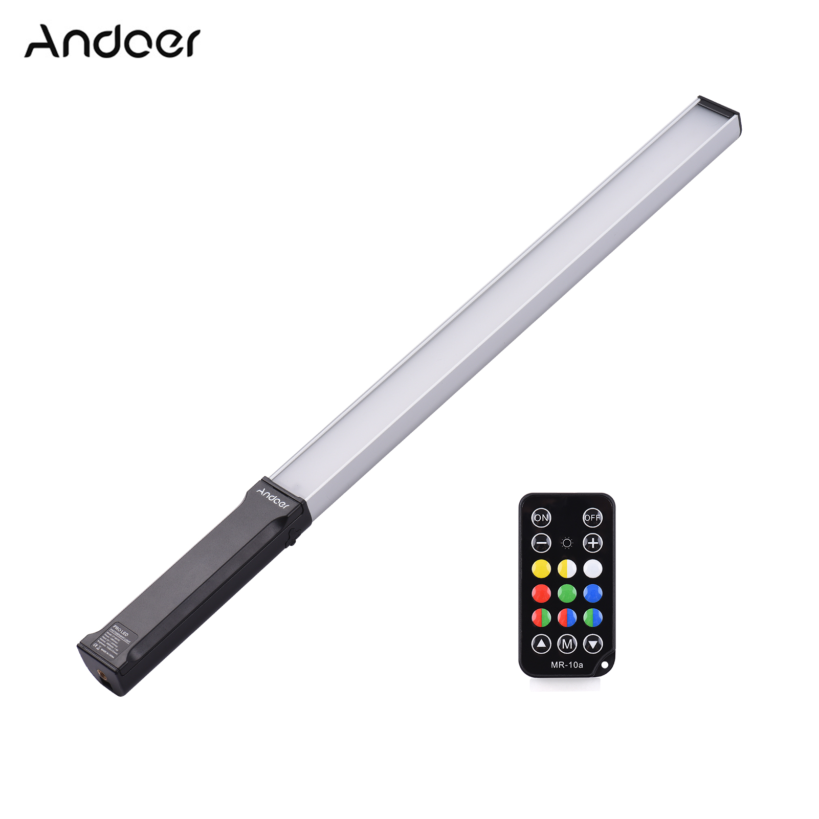 Andoer Portable RGB Handheld LED Video Light Wand 10W 9 Colors CRI95