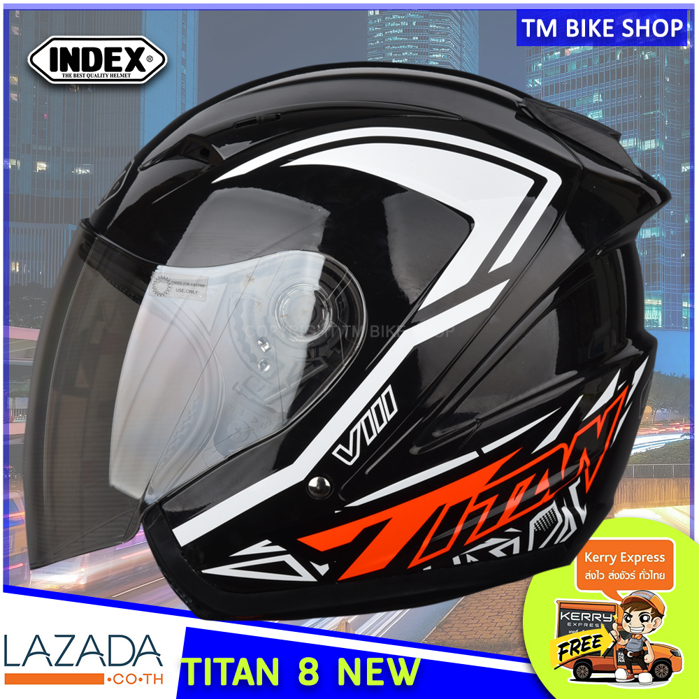 Index หมวกกันน็อค รุ่น Titan 8 NEW รุ่นใหม่ล่าสุด (สีดำขาว)