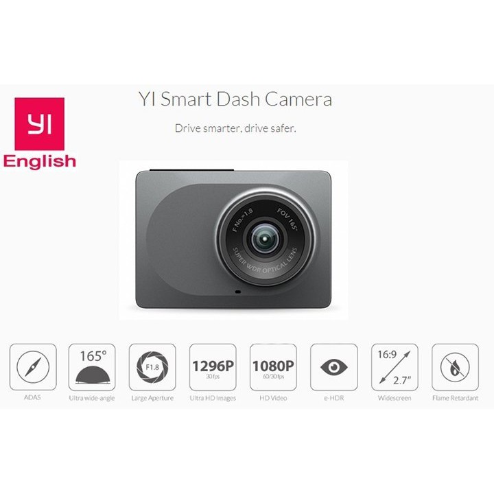 กล้องติดรถยนต์ Xiaomi Yi Dash Cam 1080P/60Fps CarDVR 165° (WiFi) ชัดมาก