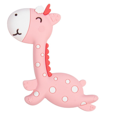 ยางกัดเด็กปลอดสารพิษ, FDA , ออกแบบรูปยีราฟ    Non-toxic Baby Teether, FDA Approved, Fun Giraffe Shape Designs  สีวัสดุ Pink