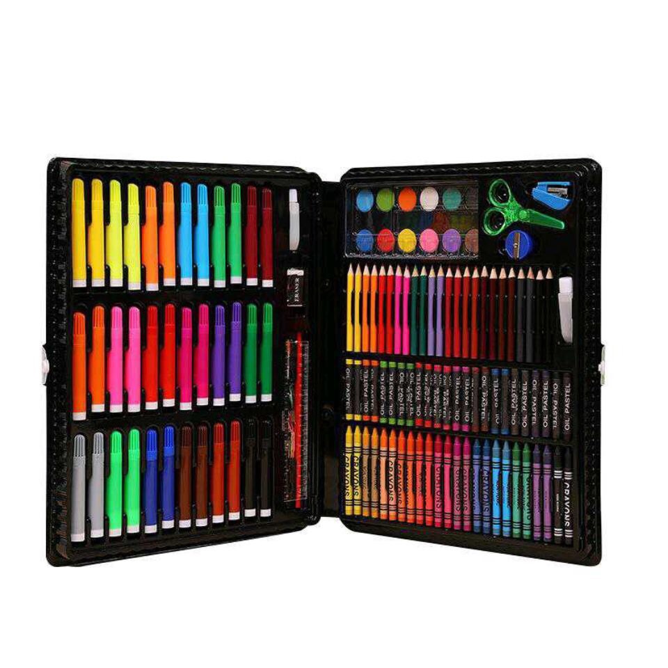 พาเลทชุดระบายสี เซ็ทระบายสี 150 ชิ้น สีน้ำ สีเทียน ดินสอ ยางลบ ไม้บรรทัด สีช็อก เด็ก