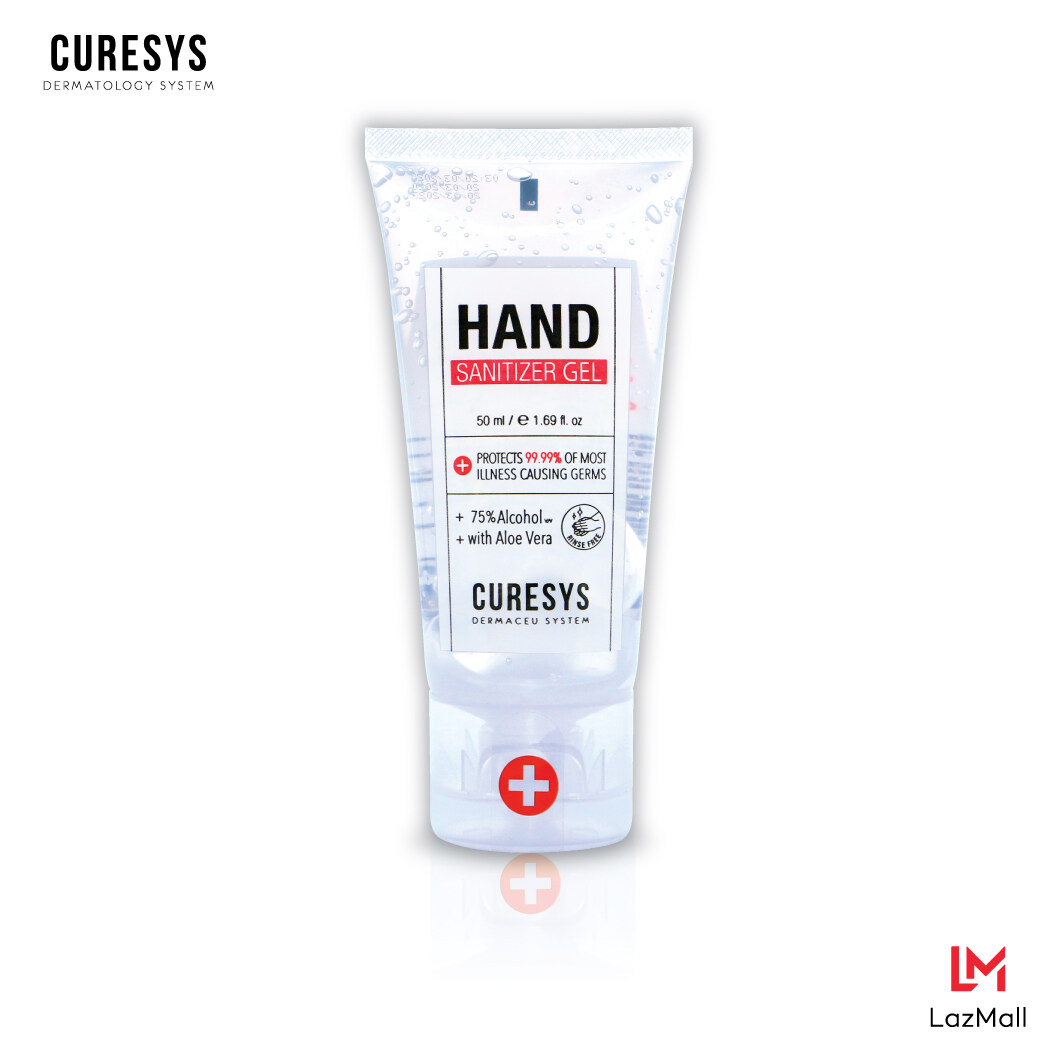 เคียวร์ซิส เจลล้างมือแอลกอฮอลล์ แบบหลอด50มล. Curesys hand sanitizer gel 50ml alcohol 75% (เจลแอลกอฮอล์, เจลล้างมือพกพา)