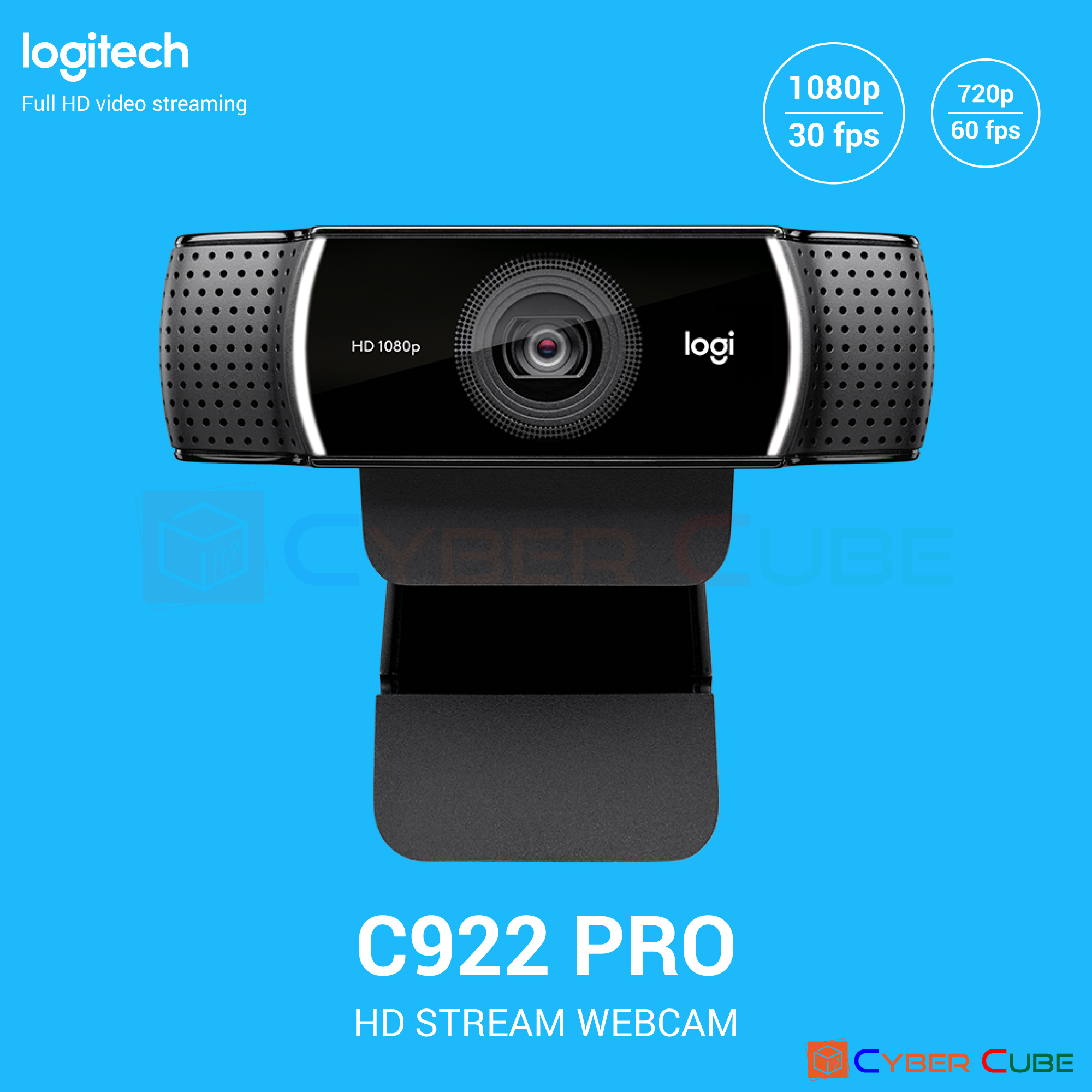 Logitech C922 Pro Stream Webcam ( กล้องเว็บแคม ) - Full HD Video Streaming /Stereo Mic / 78 องศา