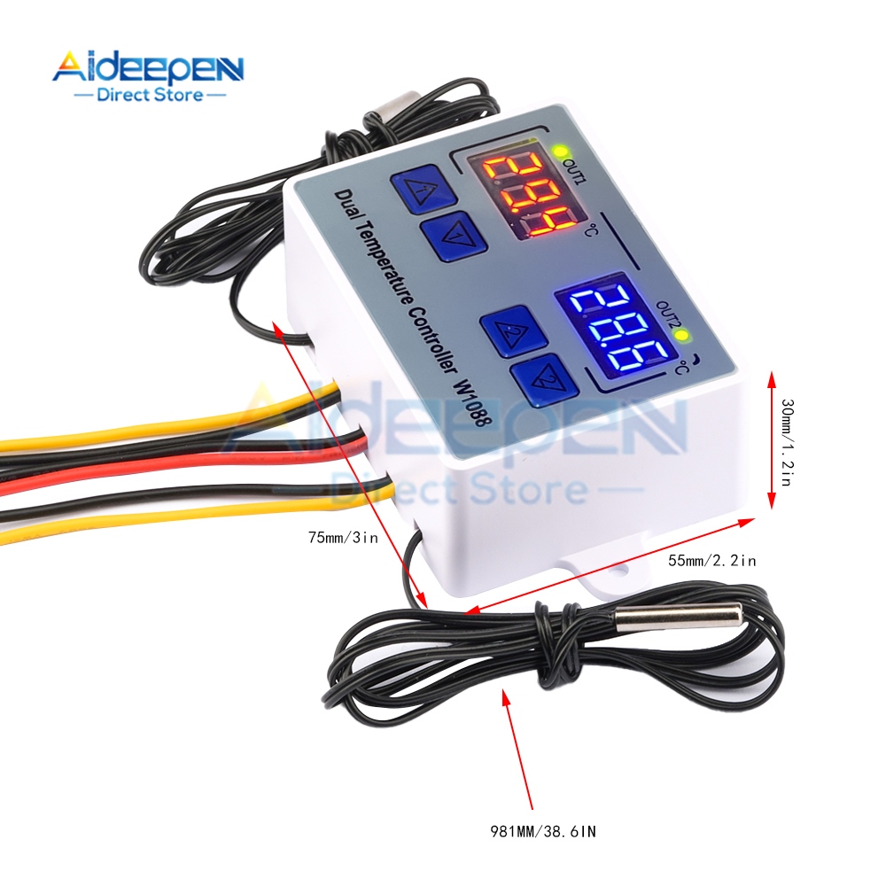 W1088 Dual LED Digital Temperature Sensor Meter Controller Heating ...