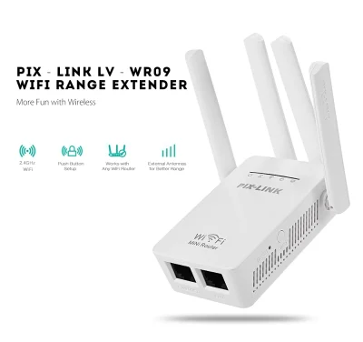 Wifi repeater PIXLINK PIXLINK LV-WR09 300M bps Wireless WiFi Router ช่วงสัญญาณ Extender 4 ภายนอกเสาอากาศ