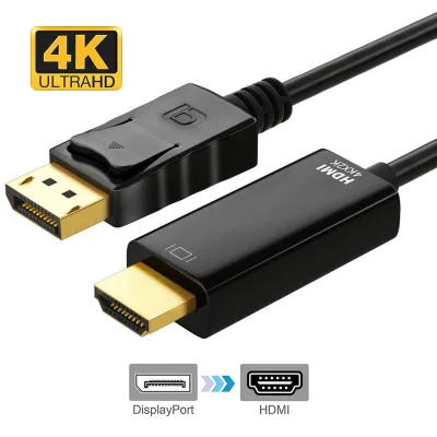 DP to HDMI Gold Plated DisplayPort to HDMI HDTV Cable 1.8 Meters（Black）- Intl