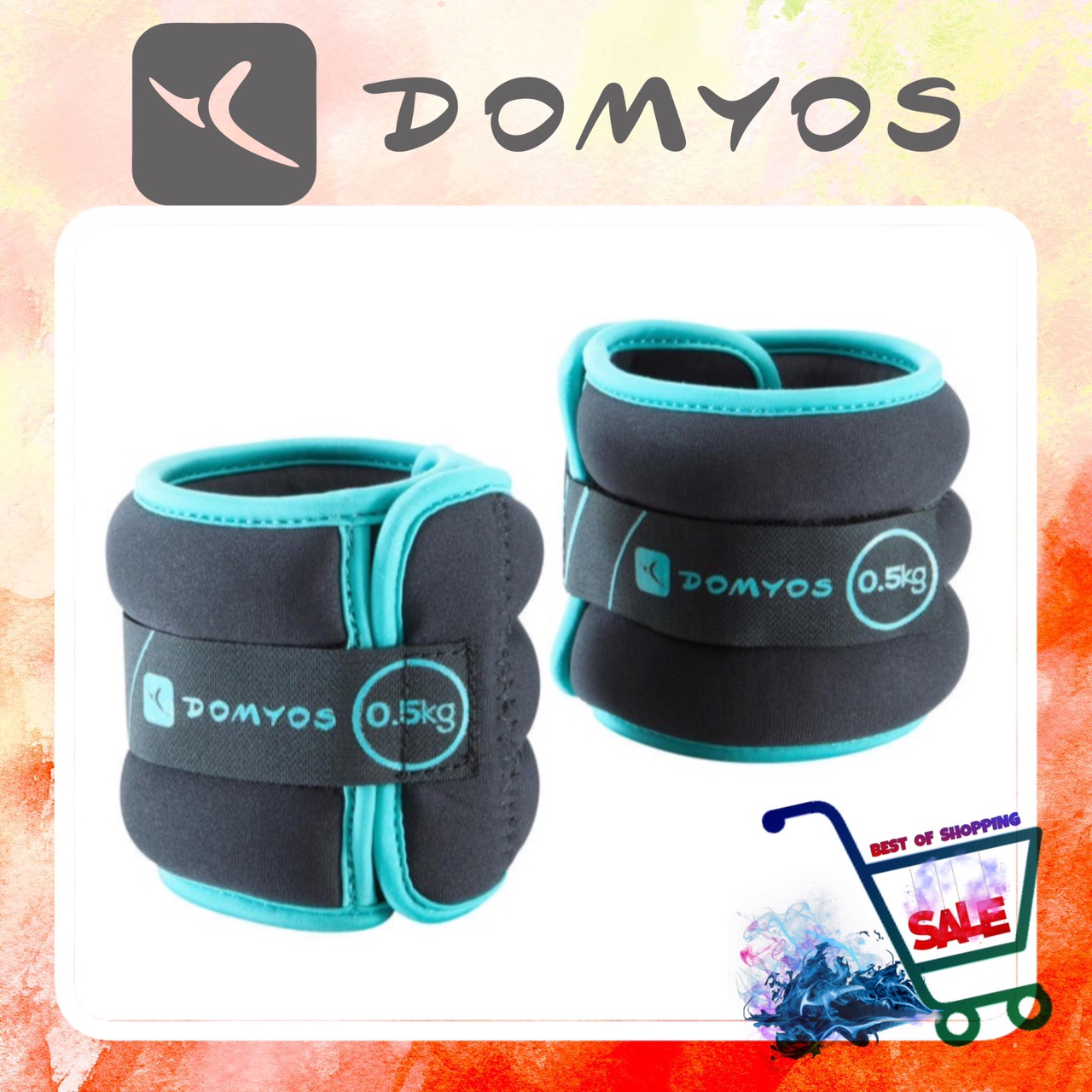 สนับถ่วงข้อมือและข้อเท้า ถุงทรายถ่วงน้ำหนัก 0.5 กก. Domyos  Toning Adjustable Wrist And Ankle Soft Weights Twin-Pack - 0.5 kg.