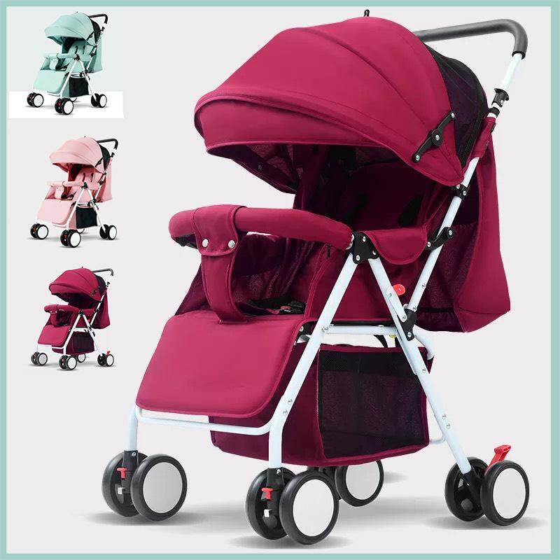 [สีแดง] - BABY SAFE BABY STROLLER PRAM รถเข็นเด็กพับได้ พกพาง่าย ถือขึ้นเครื่องเดินทางสะดวกสบาย