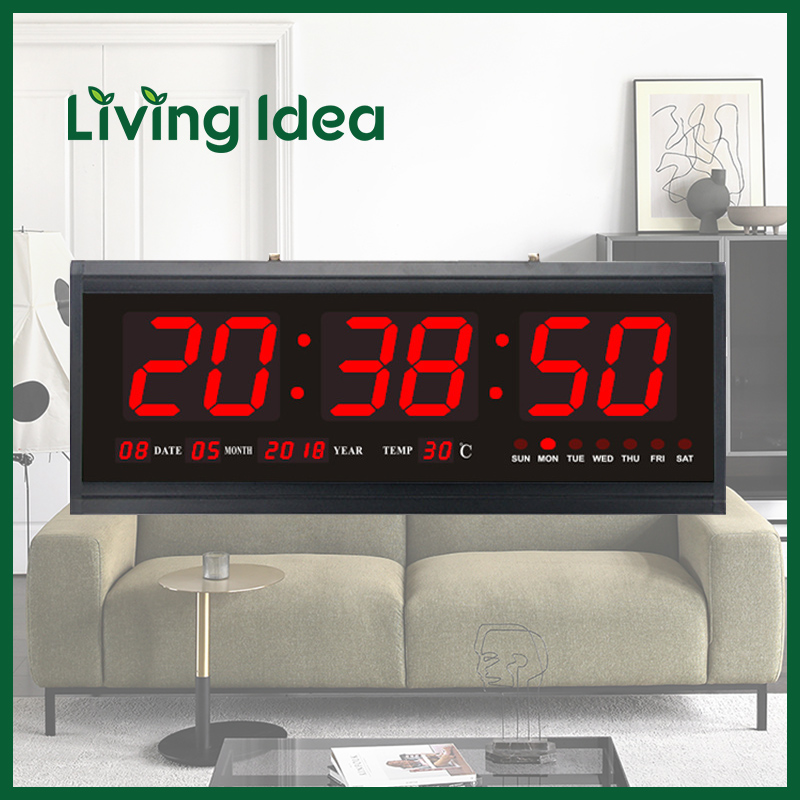 Living idea นาฬิกาดิจิตอล LED DIGITAL CLOCK แขวนผนัง 48x18.9x3.5 ซ.ม รุ่น 4819 (ตัวเลขสีแดง)