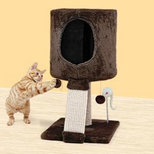 Cat Premium คอนโดแมว ต้นไม้แมว บ้านแมว ของเล่นแมว ที่นอนแมว เสาลับเล็บแมว ที่ฝนเล็บแมว มีหนูสปริง พร้อมลูกบอลตบ 2ชั้น 31x37x52cm