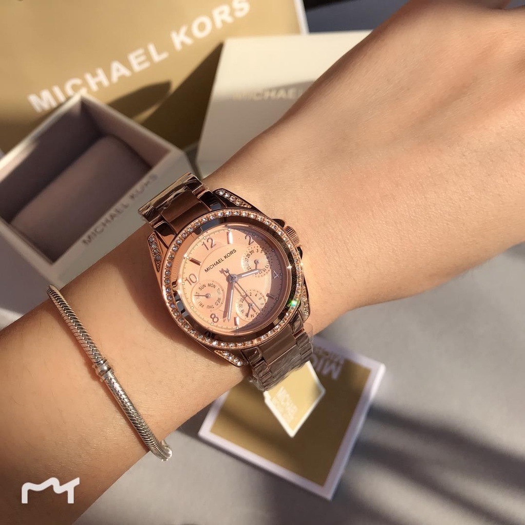 Michael Kors Mini Blair Multi Function Rose Gold นาฬิกาผู้หญิง รุ่น Mk5613 ของแท้100 Minissu