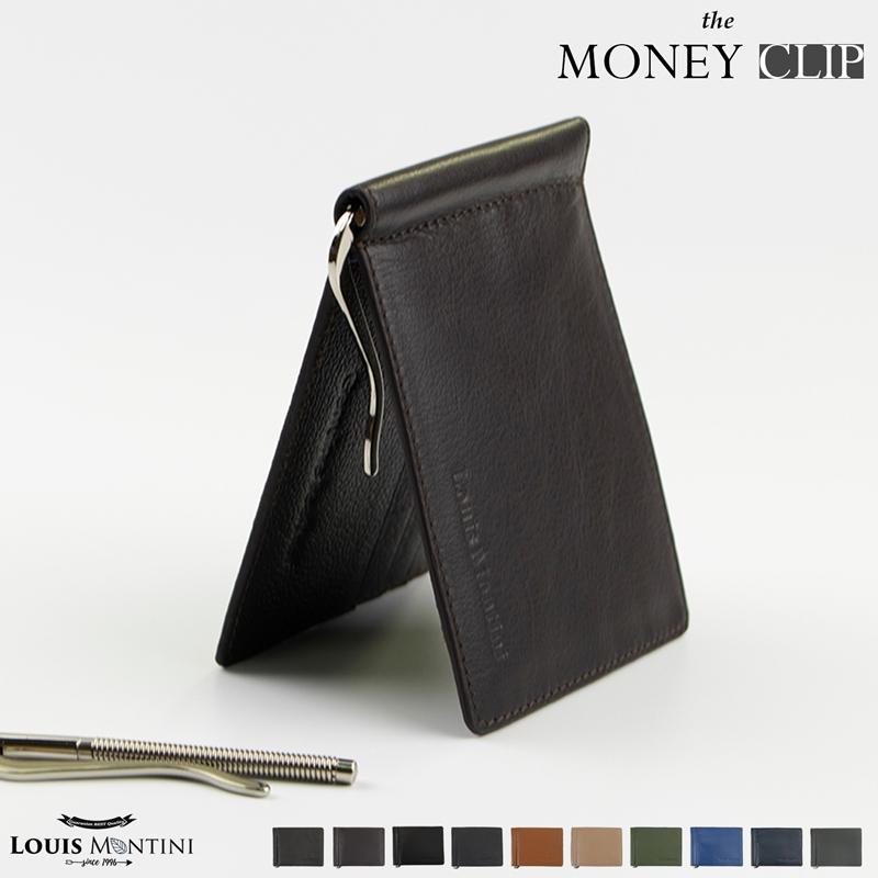 Louis Montini Money Clip กระเป๋าสตางค์ มันนี่คลิป หนังวัวแท้ หนังแท้ กระเป๋าใส่บัตร สำหรับท่านชาย Men&Wallet Clip TTM089