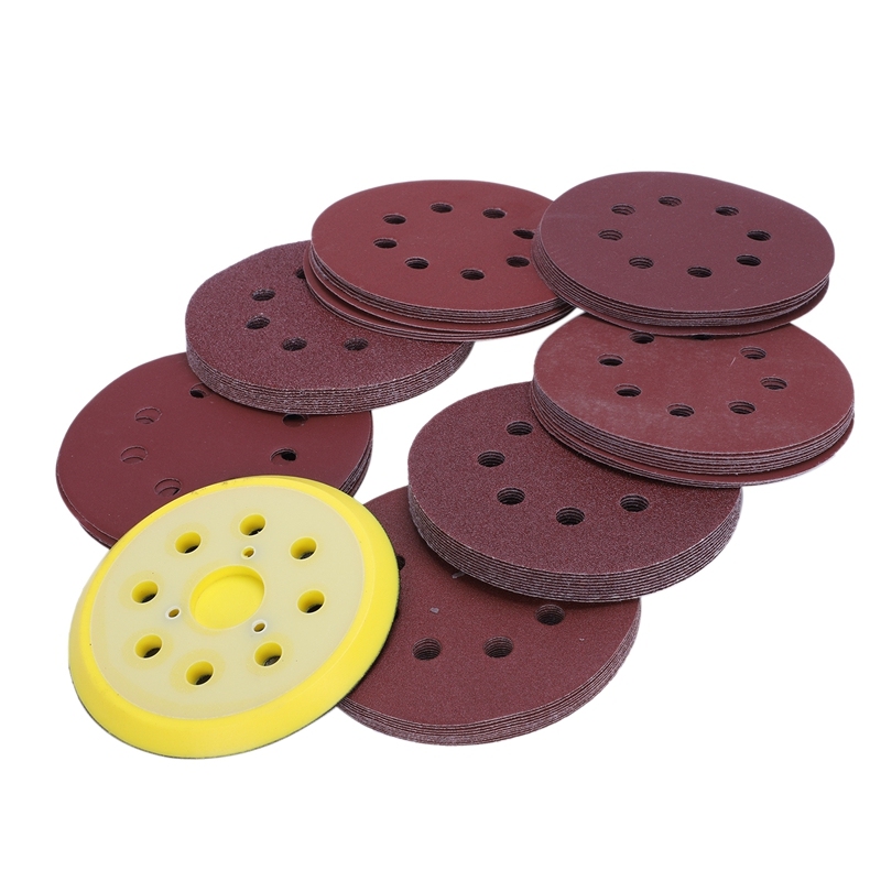 70 Pcs 5-Inch Sanding Discs with Sander Pad 8-Hole Durable Sanding Discs 40/80/120/240/320/600/800 Assorted Grits Sandpaper Dust Free