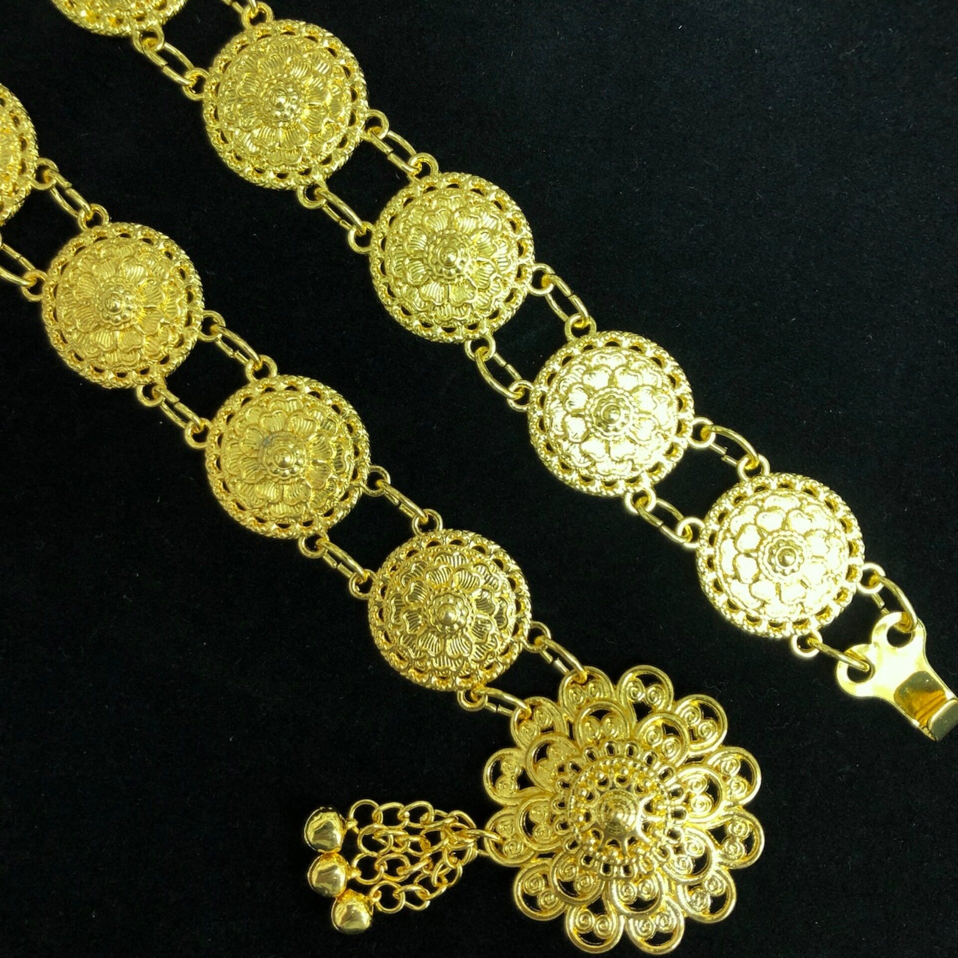 March jewelry เครืองประดับโบราณเข็มขัดดอกไม้อีสานชุดล้านนาไทหัวเข็มขัด สีทอง