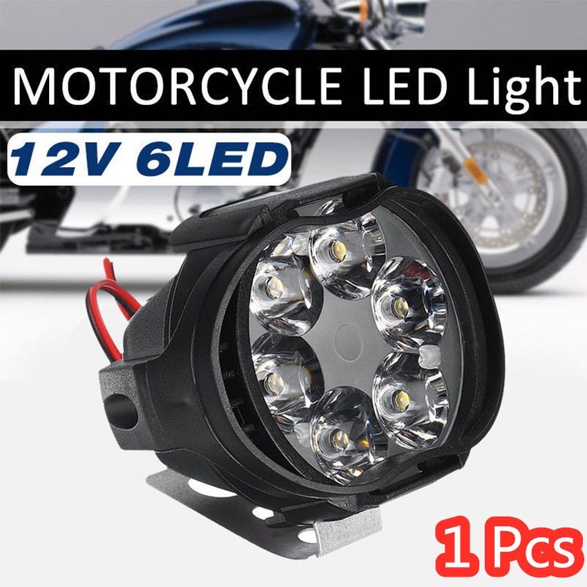 1Pcs ไฟหน้ามอเตอร์ไซด์สีขาว 8W Super Bright 6 LED ไฟสปอร์ตไลท์รถจักรยานยนต์ไฟตัดหมอก 12V LED สกูตเตอร์ Spotlight