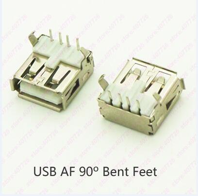 10PCS BA Type หญิง USB 2.0 ชาย 90 องศาชาร์จซ็อกเก็ต Bent Feet 4Pin Jack ...