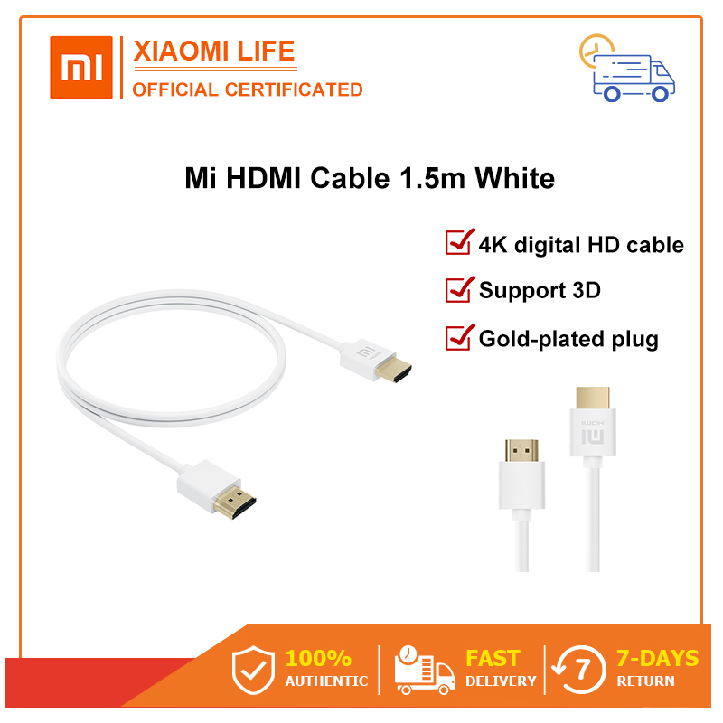 Mi HDMI Cable 1.5m White 4KHD Support 3D สายข้อมูล HDMI,สายเชื่อมต่อทีวี, สายส่งสัญญาณเสียงและวิดีโอ