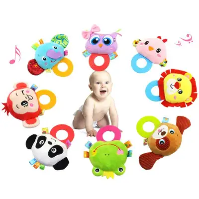 Ball Shaped Cotton Rattle with Teether,Newborn Toy