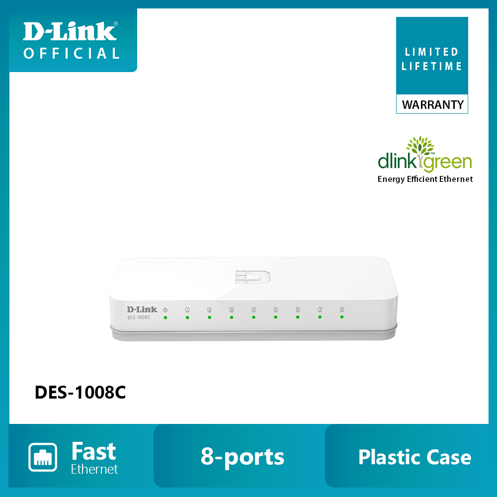 D-Link DES-1008C 8-Port 10/100 Mbps Unmanaged Switch