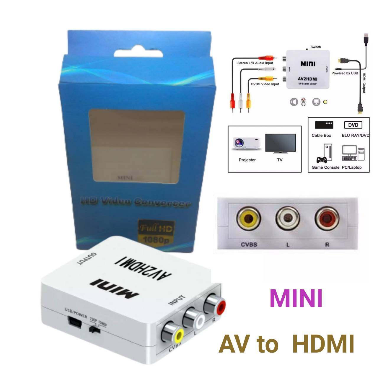 #ตัวแปลงสัญญาณภาพ AV to HDMI (MINI AV 2 HDMI)
