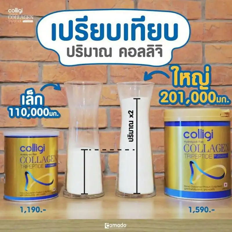 ภาพสินค้าซื้อ 1 แถม 1  ส่งฟรี 100% พร้อมส่ง Amado Collagen กระป๋องทอง คอลลาเจน คอลลิจิ ใหม่ บำรุงกระดูก ไขข้อให้แข็งแรง จากร้าน MaMaSHIPSHOP บน Lazada ภาพที่ 2