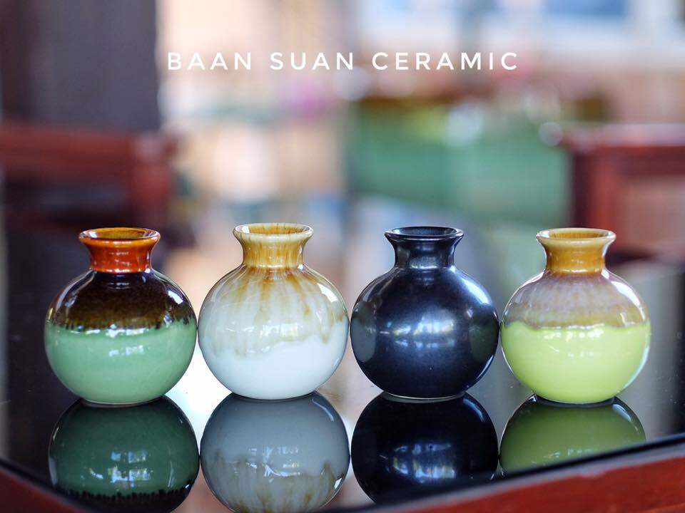 Baansuan ceramic แจกัน เซรามิค สีสวยสดใส ใส่ดอกไม้