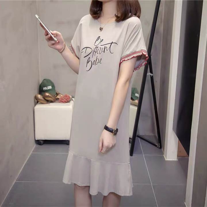 LH.Sunday ชุดเดรส ลายอักษร เเขนระบาย เนื้อผ้านิ่ม พริ้วใหว คือมันดีอะแกรร – No Brand >>> top1shop >>> lazada.co.th 🇹🇭 🇹🇭 🇹🇭🛒🛍🛒