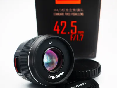 Yongnuo 42.5mm F/1.7 POWER O.I.S. Portrait Lens in Box For Olympus, Panasonic, M4/3, 42.5mm f1.7