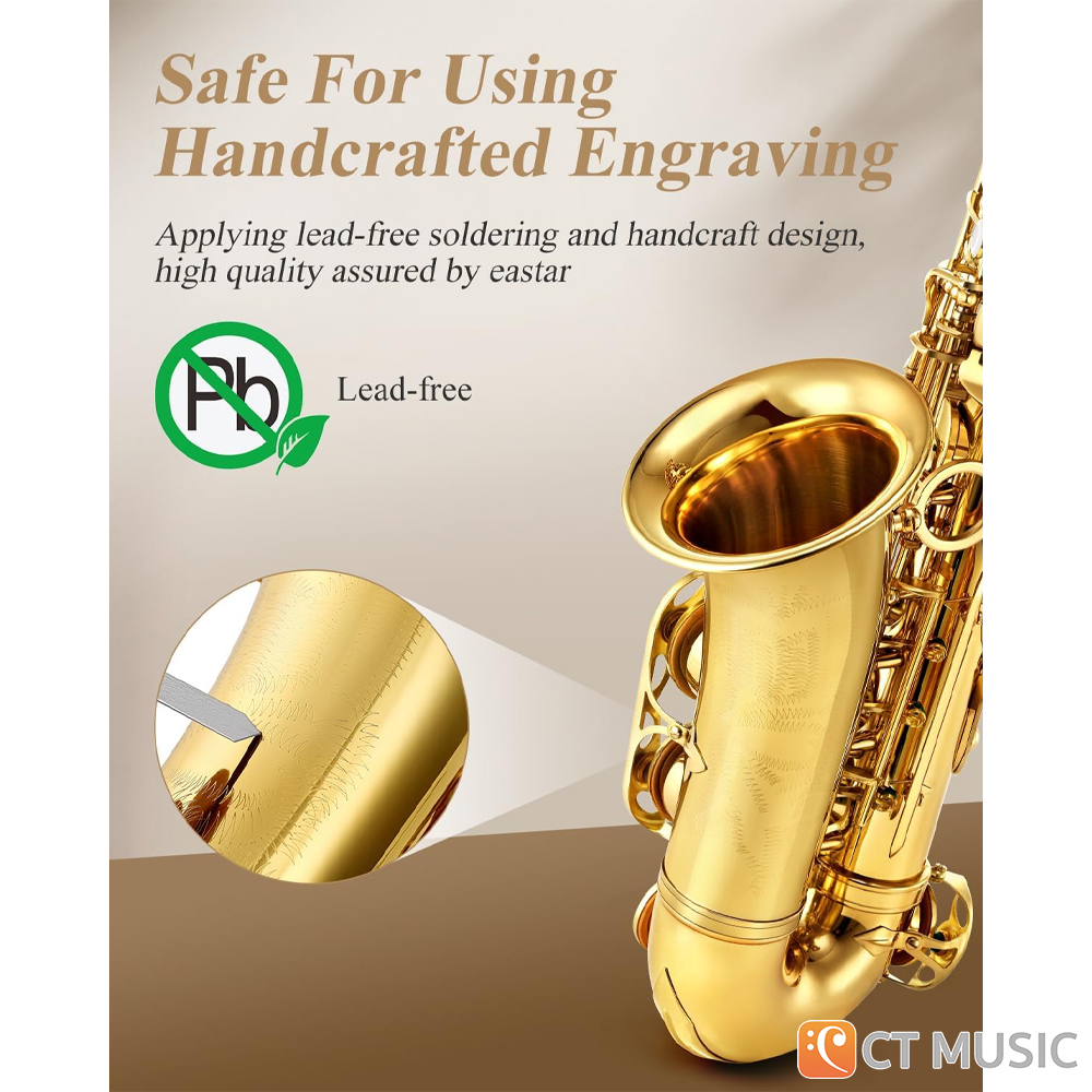 Eastar ASII Student Gold Lacquer E Flat Alto Saxophone แซ็กโซโฟน CT