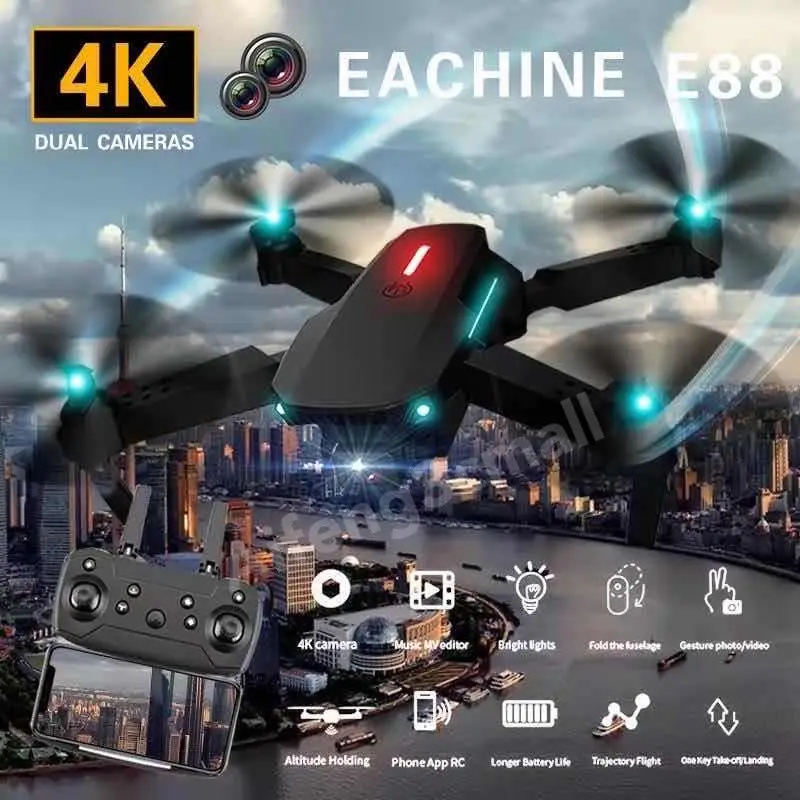ภาพหน้าปกสินค้าพร้อมส่ง โดรนบังคับวิทยุ  Drone E88 Double camera ถ่ายภาพ บินนิ่ง ถ่ายวีดีโอชัด จากร้าน aifeng3cmall บน Lazada