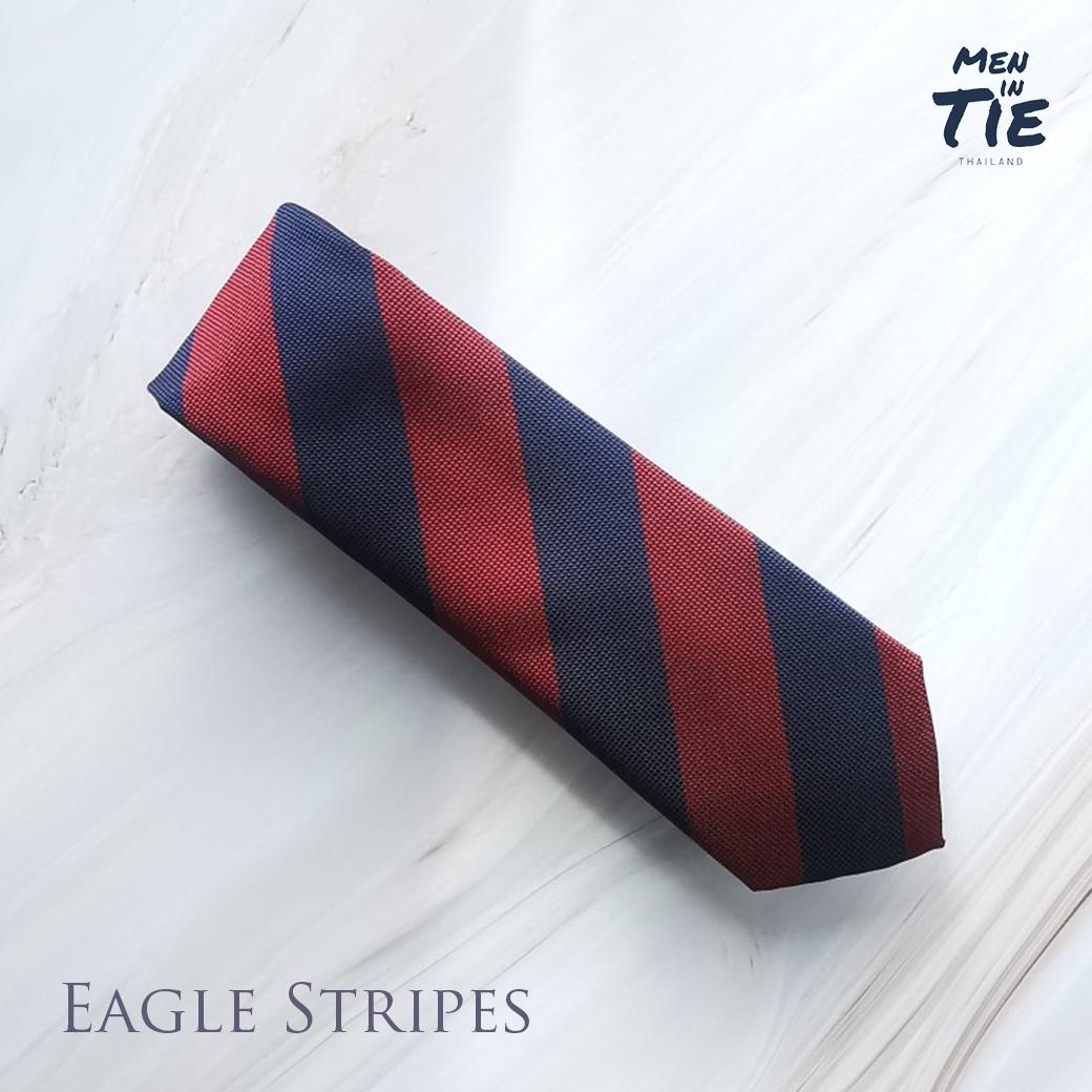 เนคไท ลายขวาง สีแดง-กรมท่า Eagle Stripes