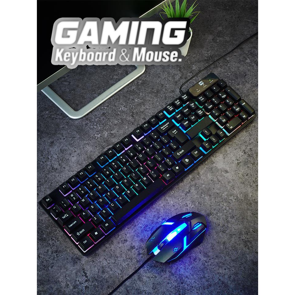 ชุดเกมมิ่ง คีย์บอร์ดเรืองแสง เมาส์มีไฟ  คีย์บอร์ดเกมมิ่ง รุ่น : CMK-188 Gaming Keyboard and Mouse Set
