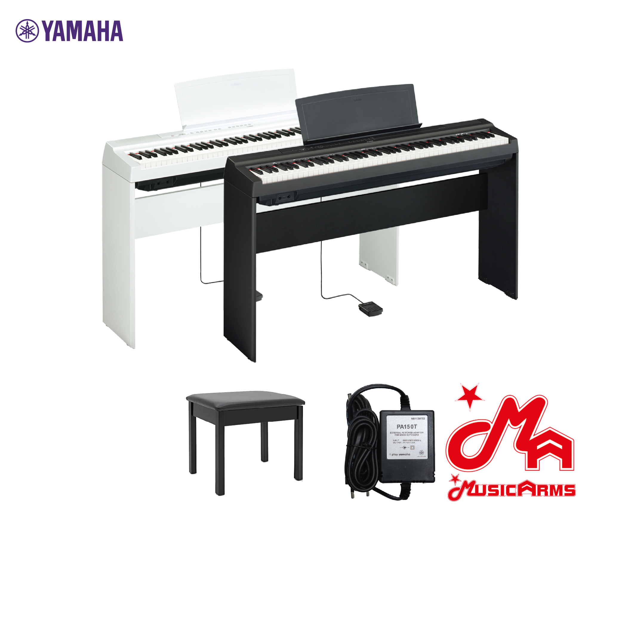 YAMAHA P-125 B Digital Piano + Stand เปียโนไฟฟ้ายามาฮ่า รุ่น P-125B พร้อมขาตั้ง