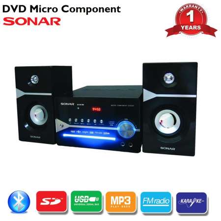 SONAR เครื่องเล่น DVD พร้อมลำโพง ไมโครคอมโป รุ่น DV-M138P (Black) รองรับการเชื่อมต่อบลูทูธ  เสียงชัดใสเป็นธรรมชาติ