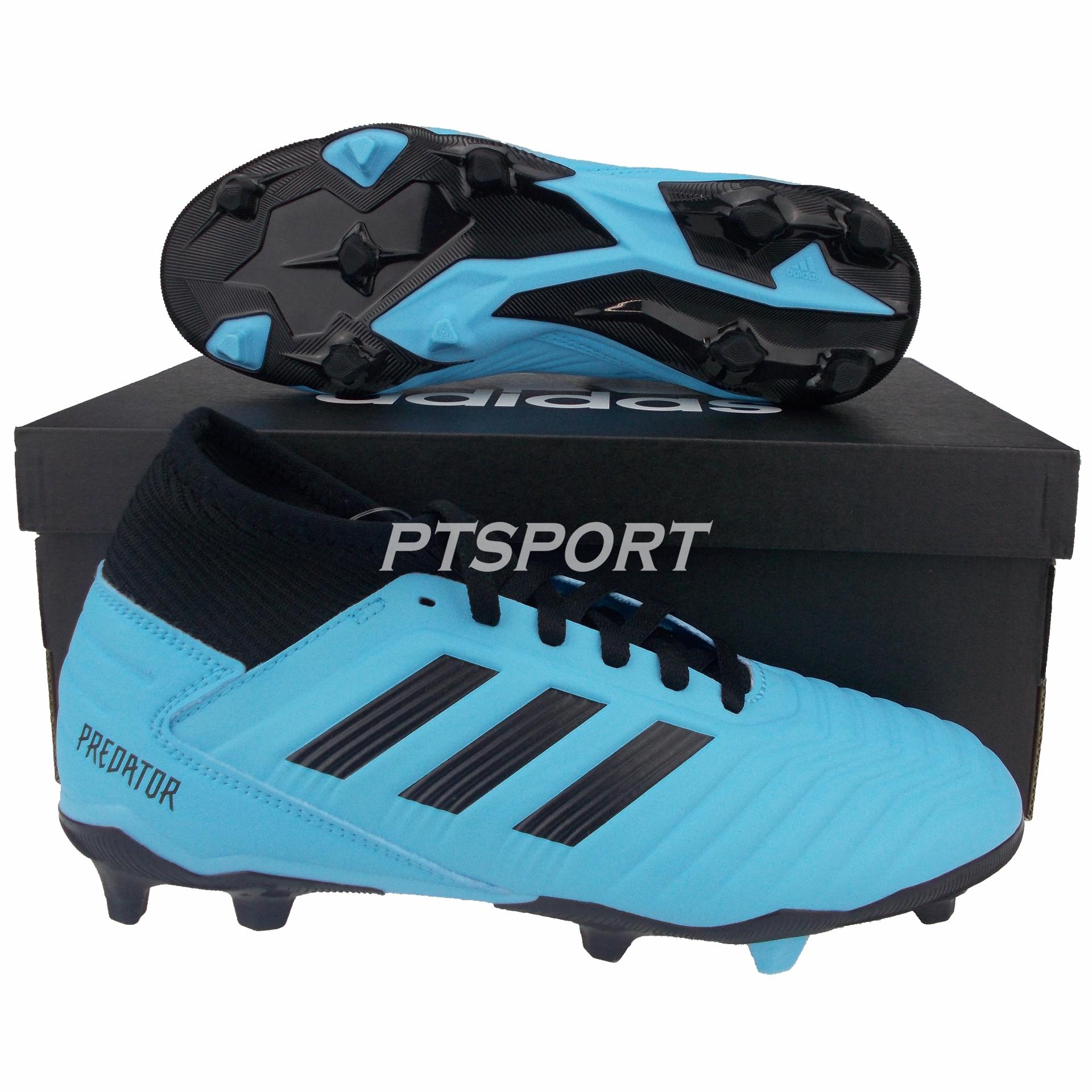 รองเท้ากีฬา รองเท้าสตั๊ดหุ้มข้อเด็ก Adidas G25796 Predator 19.3 Fgj ฟ้าดำ. 